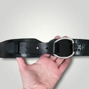 NWT J.JILL Black Fine Italian Leather Belt size M/L w/ Silver finished hardware J. Jill Black Womens Leather Belt Silver Buckle BLT174011 Sz  main image 2